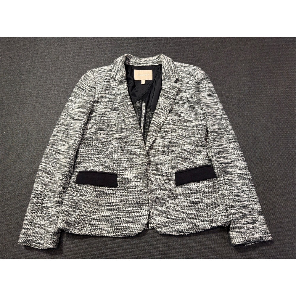 BANANA‎ REPUBLIC Women's Soft Blazer Size 12P Unconstructed Jacket Gray Tweed